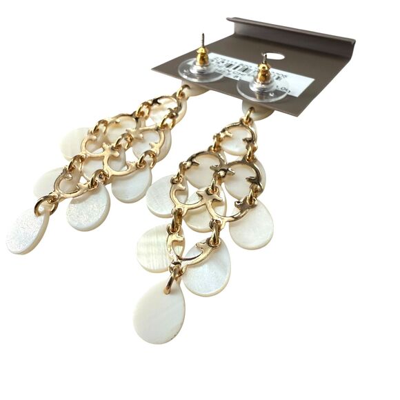 J. Jill Chandelier Earrings Ivory Seaside Oasis Shell Teardrop Dangle Bridal NWT - Picture 7 of 10